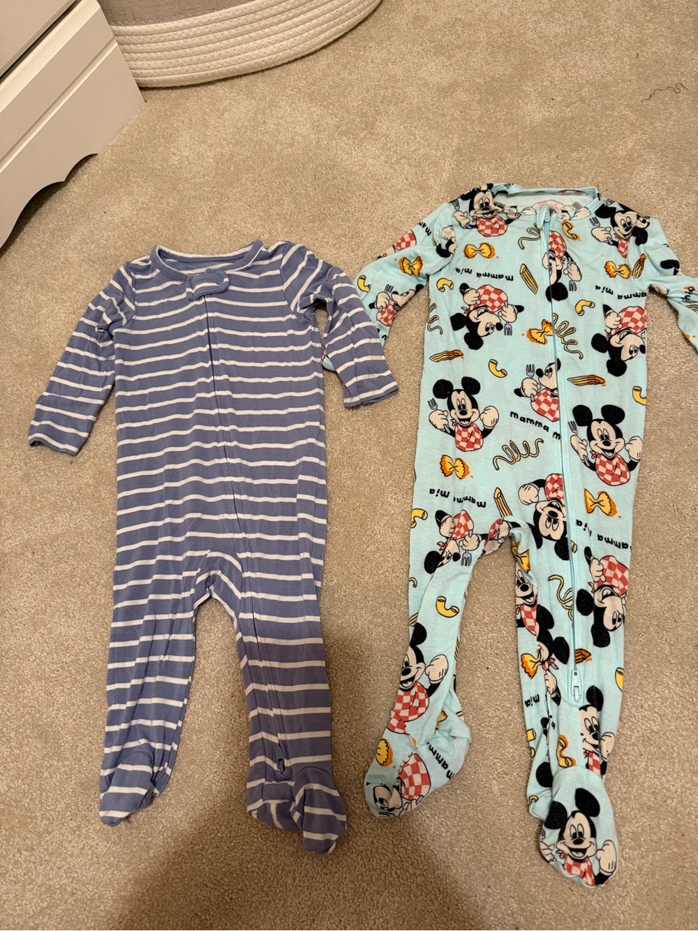 Blue Striped Footed One-Piece Pajama - Kids